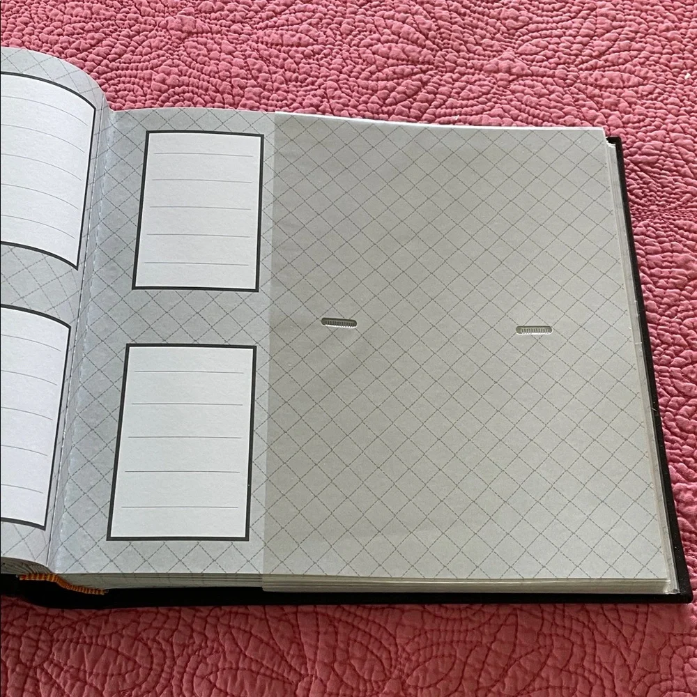New Black Photo Album with White embroidered Stitching & cover photo display